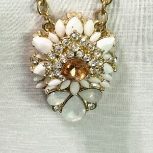 Women's Multi Colored Rhinestone Beaded Gold White Pendant Necklace Sparkly 🌼